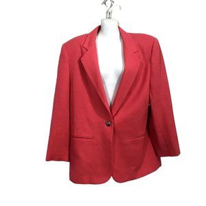 Vintage Savannah Womens Red 1 Button Blazer Suit Jacket Coat Office Work 100%